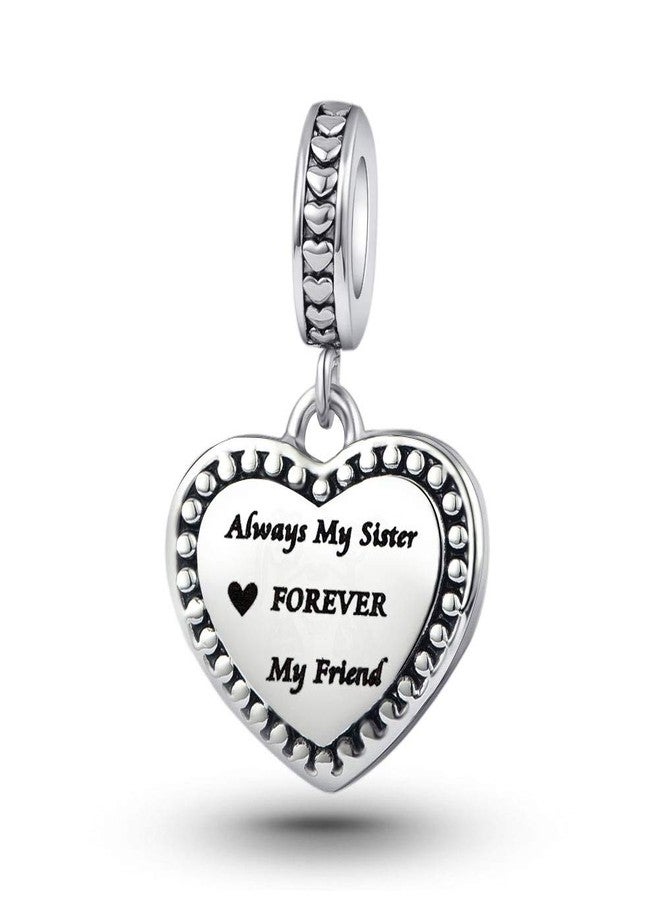 TGLS Women BFF Sister Charms Always My Sister Forever My Friend Engraved Friendship Beads Compatible with Pandora Charms Bracelets - Image 2